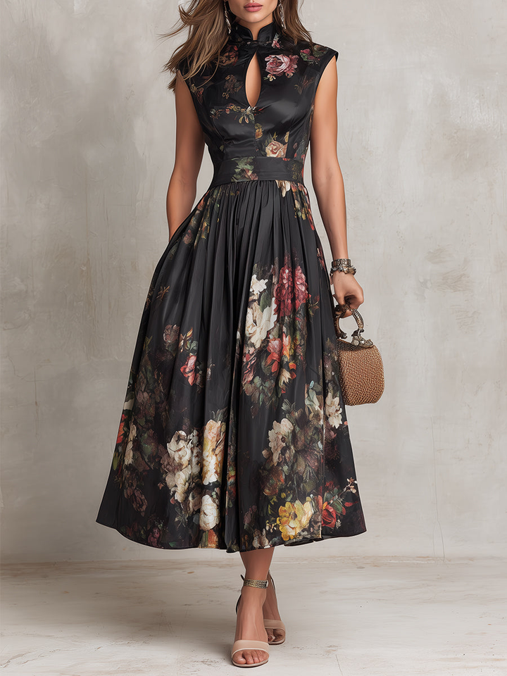 Dunora Pleated Floral Midi Dress