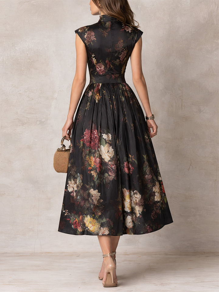 Dunora Pleated Floral Midi Dress