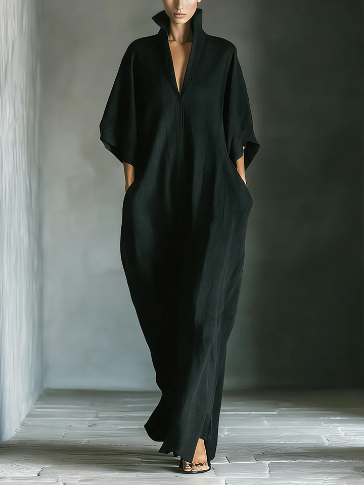 Caro Minimalist Kimono-Sleeve Maxi Dress
