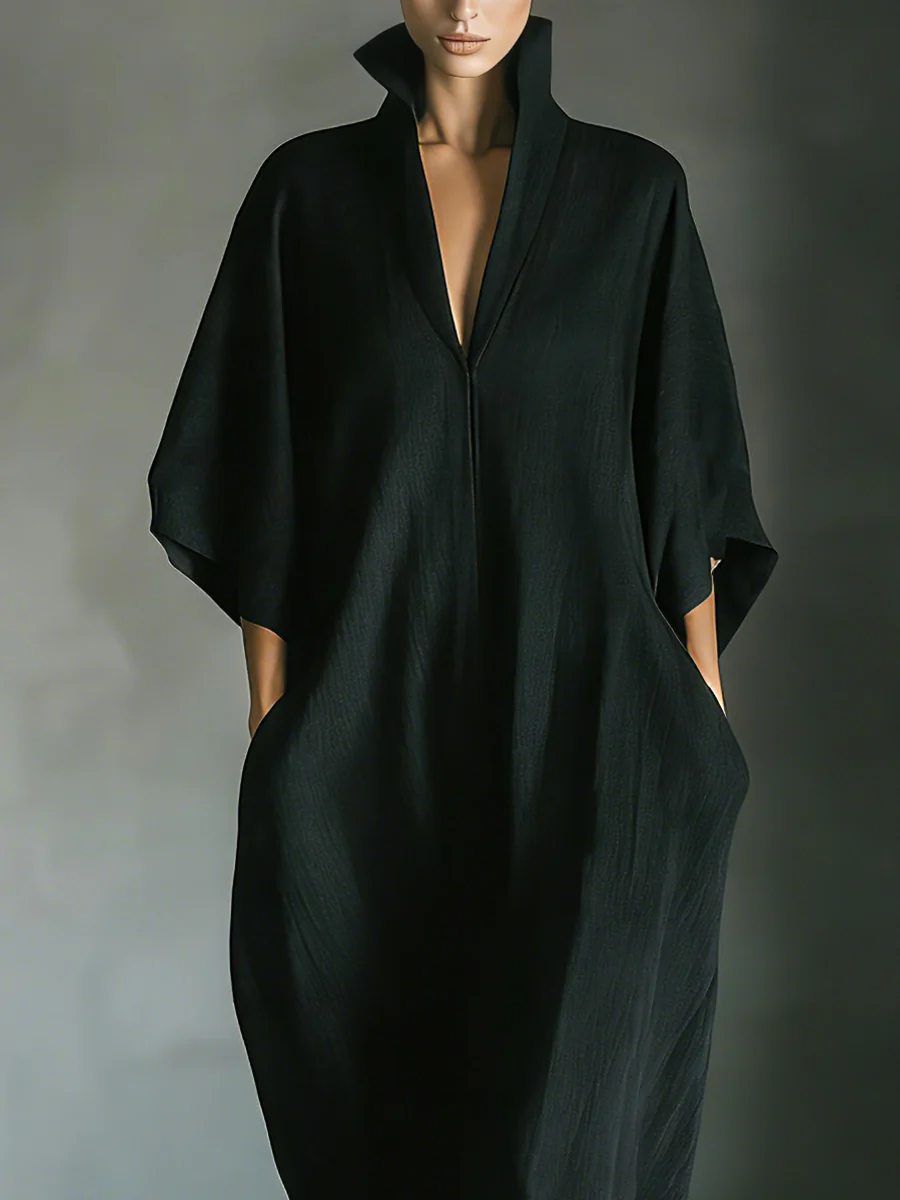 Caro Minimalist Kimono-Sleeve Maxi Dress