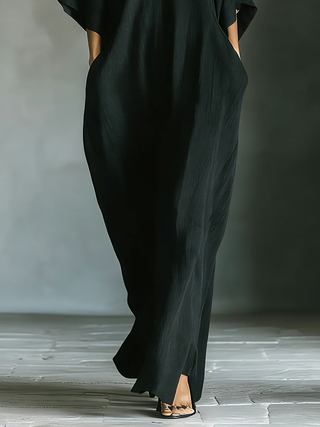 Caro Minimalist Kimono-Sleeve Maxi Dress