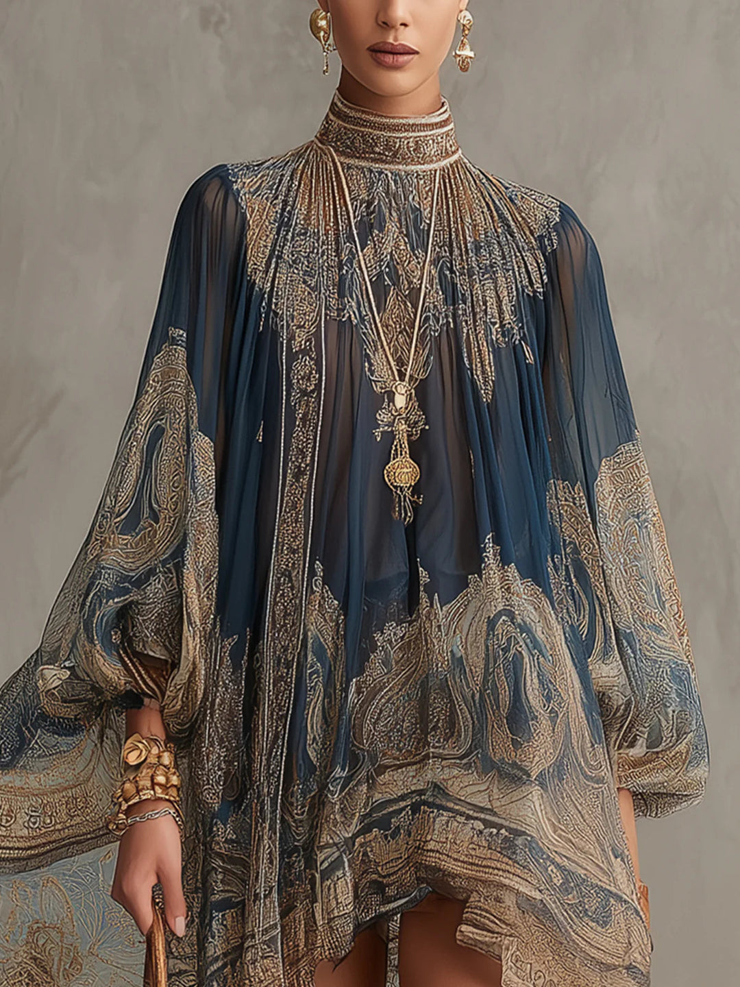 Marianna Baroque Print Mini Dress