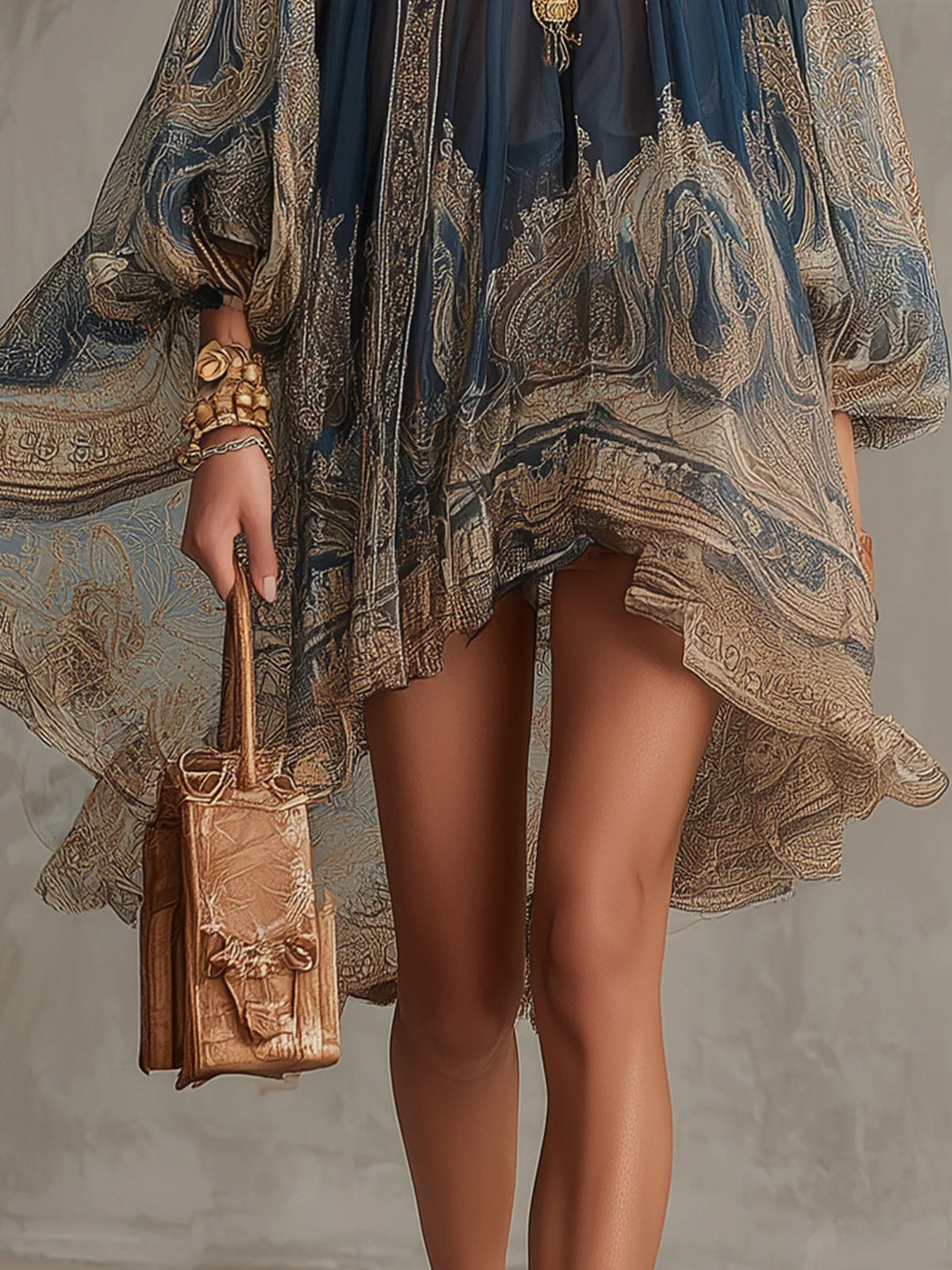 Marianna Baroque Print Mini Dress