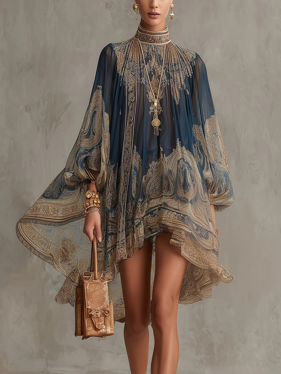 Marianna Baroque Print Mini Dress
