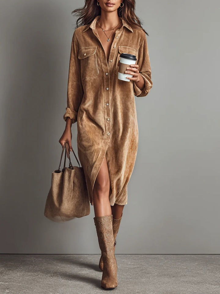 Jessy Loose Midi Dress with Chest Pockets