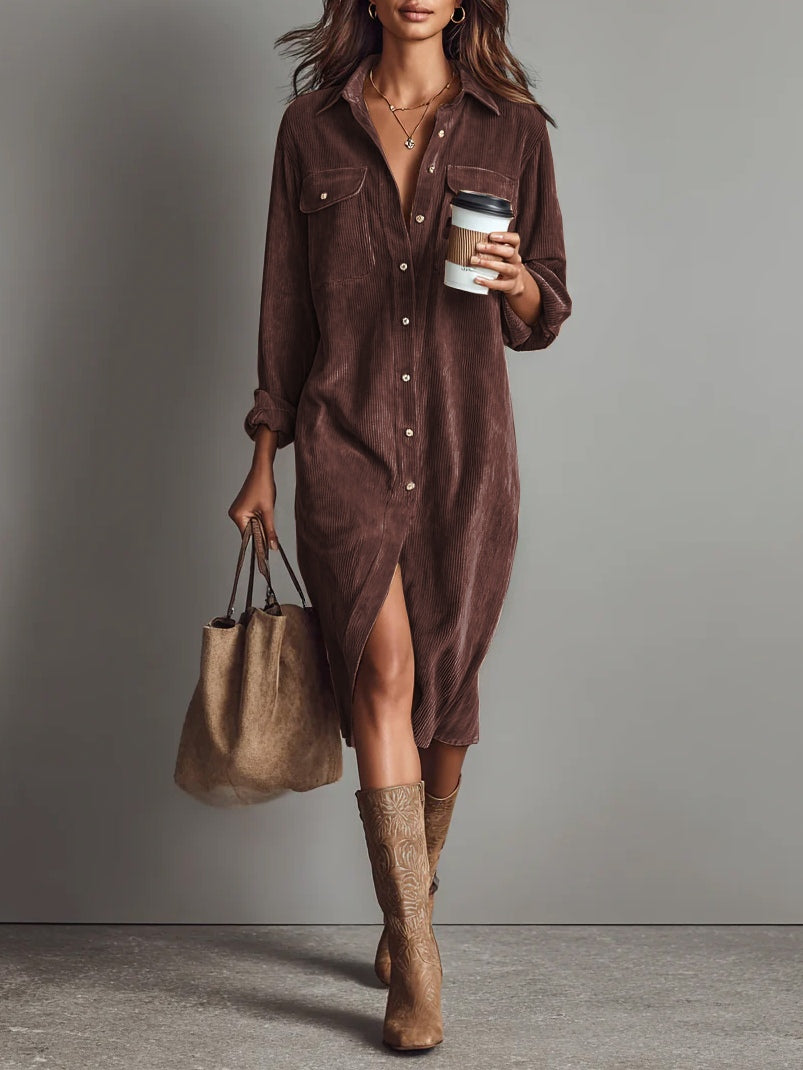 Jessy Loose Midi Dress with Chest Pockets