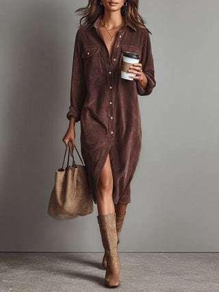 Jessy Loose Midi Dress with Chest Pockets