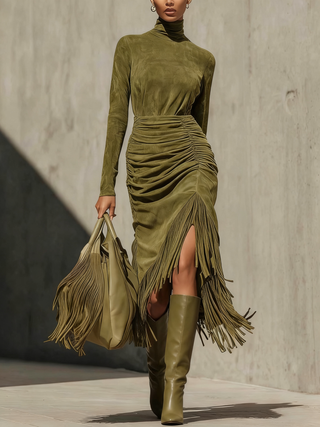 Oliva Green Wrap Midi Dress