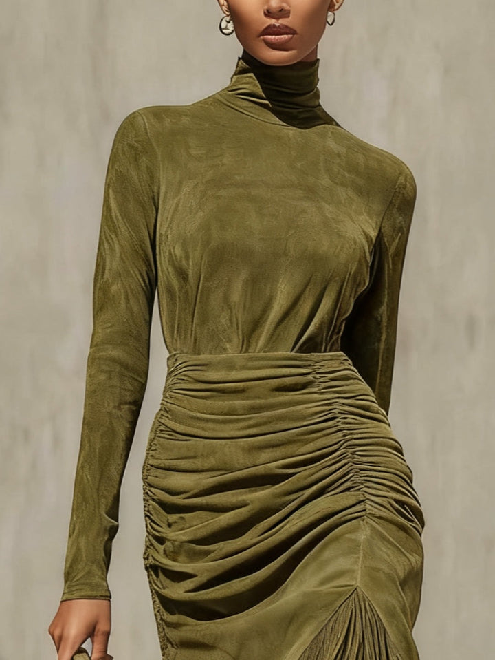 Oliva Green Wrap Midi Dress