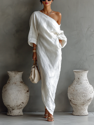 Nerina Elegant One-Shoulder Maxi Dress