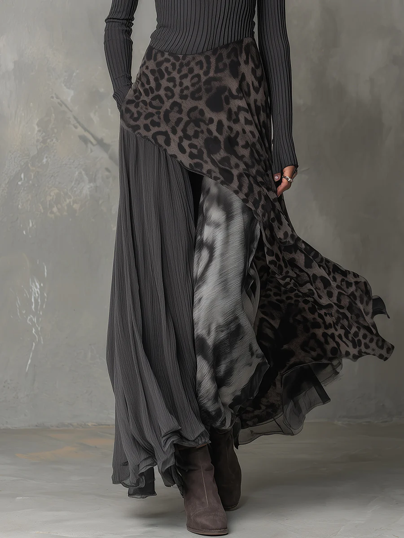 Nkem Striped Leopard Print Maxi Dress
