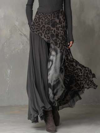 Nkem Striped Leopard Print Maxi Dress