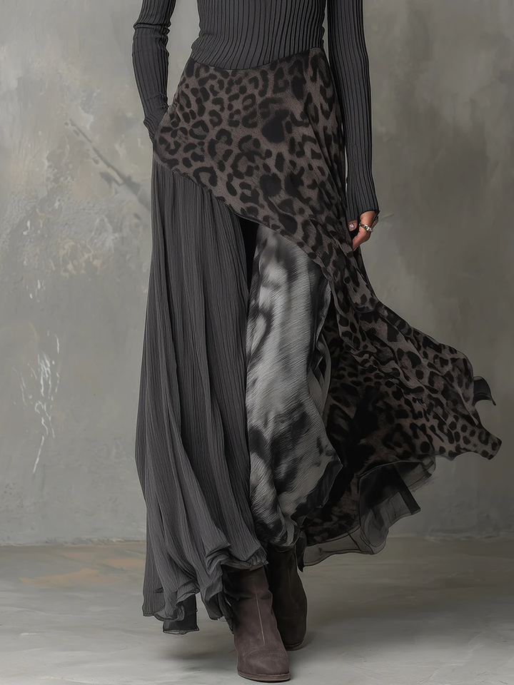 Nkem Striped Leopard Print Maxi Dress