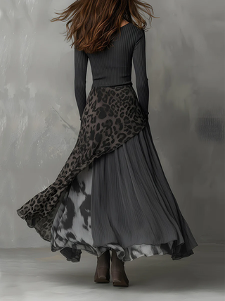 Nkem Striped Leopard Print Maxi Dress