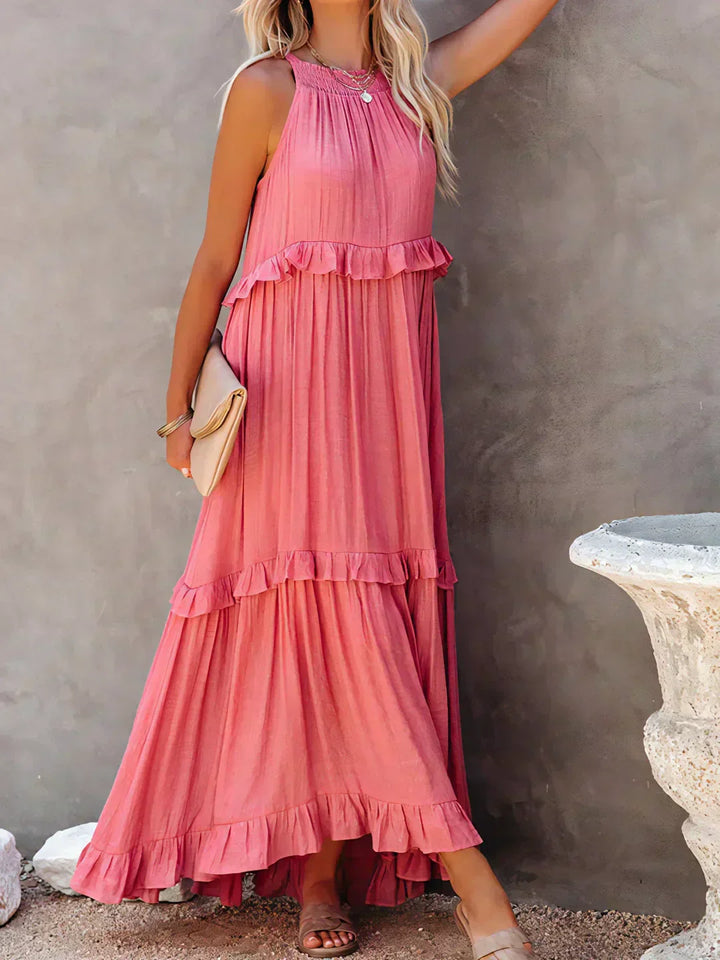 Robe à volants Sarah avec col montant