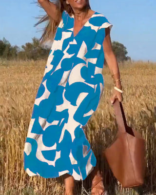 Ellen Printed V-Neck Dress