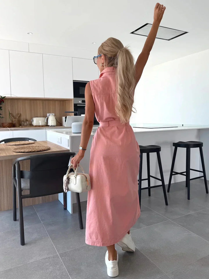 Isabelle Sleeveless Button Maxi Dress