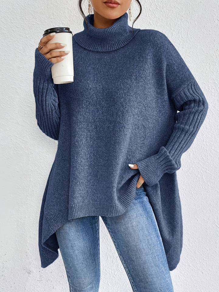 Laila Asymmetric Hem Turtleneck Sweater