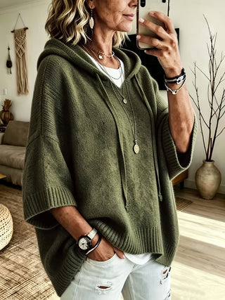 Plus Size Oversized Hooded Poncho Top