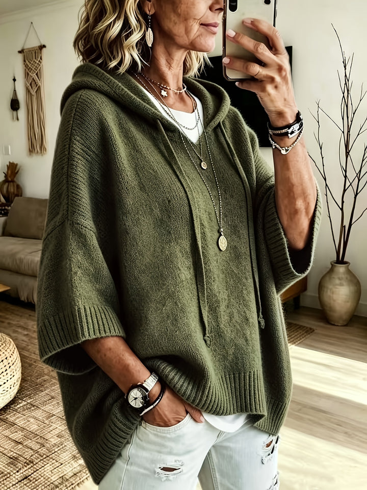 Plus Size Oversized Hooded Poncho Top