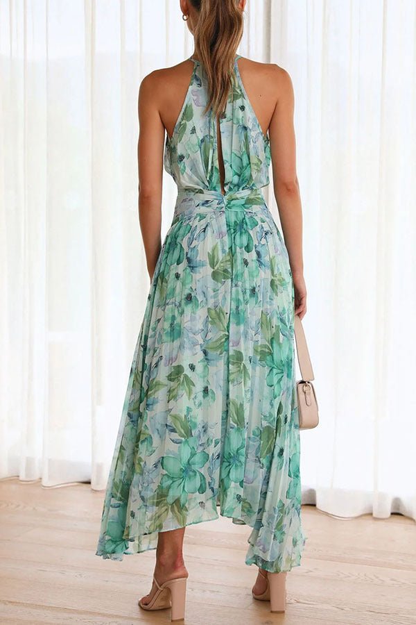 Angel Pleated Floral Strap Dress