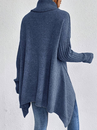 Laila Asymmetric Hem Turtleneck Sweater