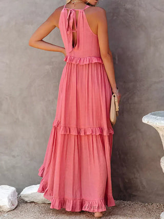 Robe à volants Sarah avec col montant