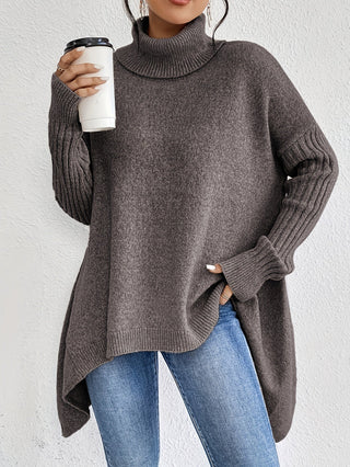 Laila Asymmetric Hem Turtleneck Sweater