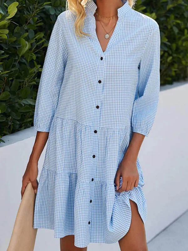 Rebecca Plaid Button-Front Shirt Dress
