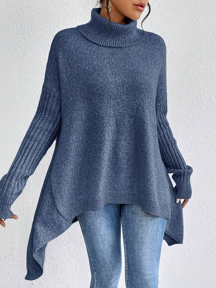 Laila Asymmetric Hem Turtleneck Sweater
