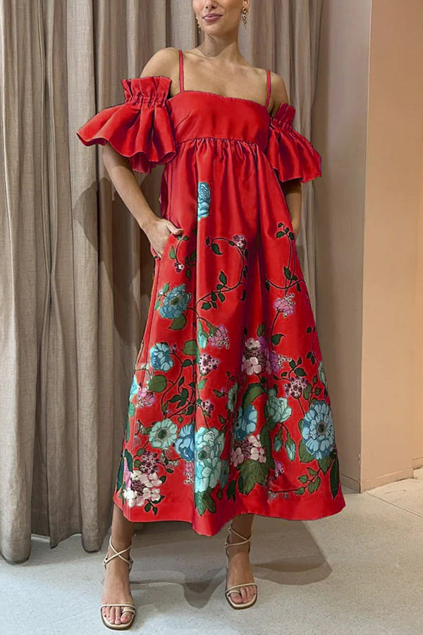 Arielle Gathered Sleeve Dress with Pockets