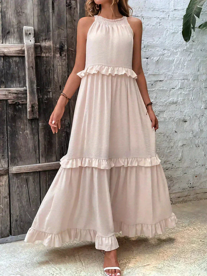 Robe à volants Sarah avec col montant