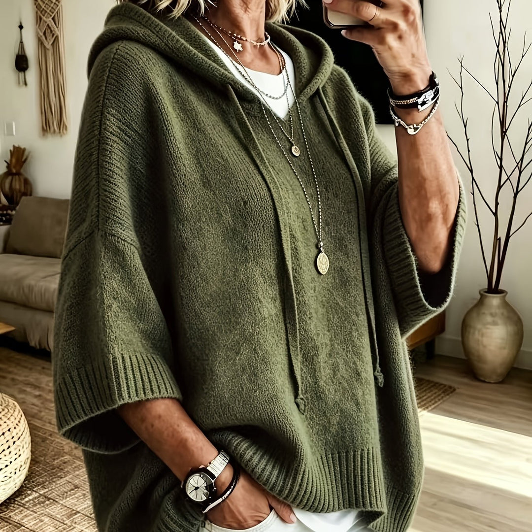 Plus Size Oversized Hooded Poncho Top