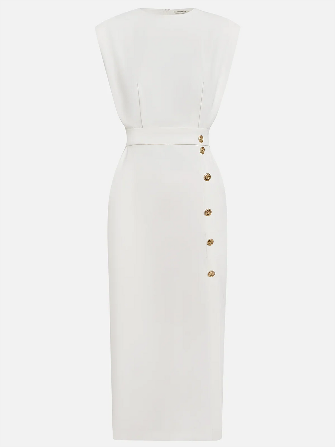 Aina Round Neck Button Midi Dress