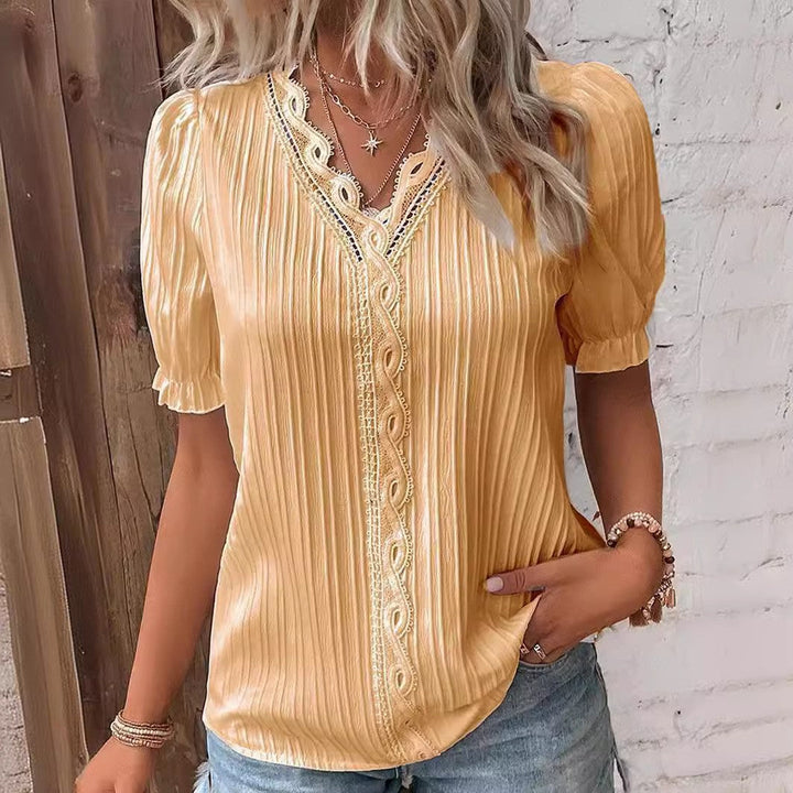 Cervia Cutout Short-Sleeve Blouse - Sienna & Stella, view 4