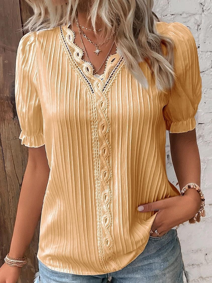 Cervia Cutout Short-Sleeve Blouse in Marigold - Sienna & Stella