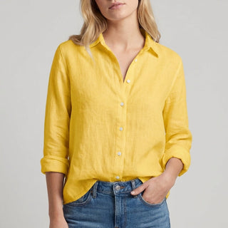 Chantilly Relaxed Button-Up Blouse in Saffron - Sienna & Stella