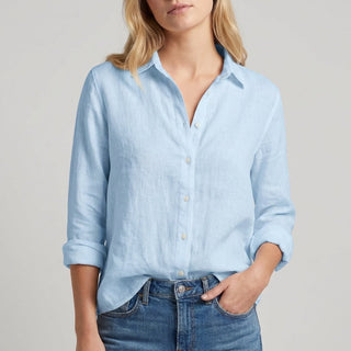 Chantilly Relaxed Button-Up Blouse in Azure - Sienna & Stella