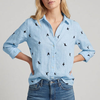 Chantilly Relaxed Button-Up Blouse in Cobalt - Sienna & Stella