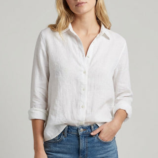 Chantilly Relaxed Button-Up Blouse in Ivory - Sienna & Stella