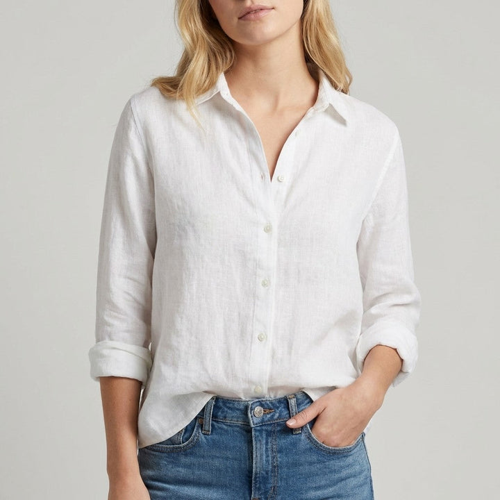 Chantilly Relaxed Button-Up Blouse in Ivory - Sienna & Stella
