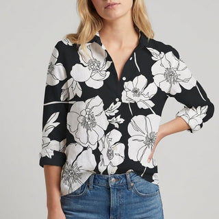 Chantilly Relaxed Button-Up Blouse in Onyx - Sienna & Stella