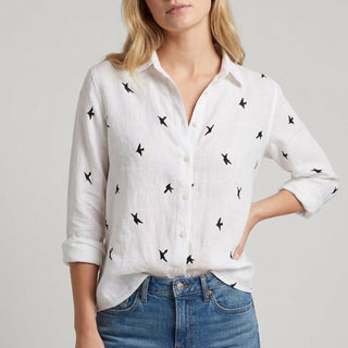 Chantilly Relaxed Button-Up Blouse in Pearl - Sienna & Stella