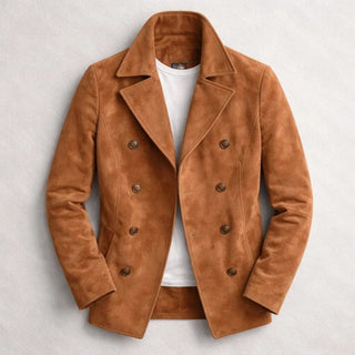 Cortez Double-Breasted Pea Coat in Cognac - Sienna & Stella