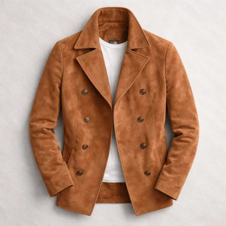 Cortez Double-Breasted Pea Coat in Cognac - Sienna & Stella