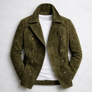Cortez Double-Breasted Pea Coat in Hunter Green - Sienna & Stella