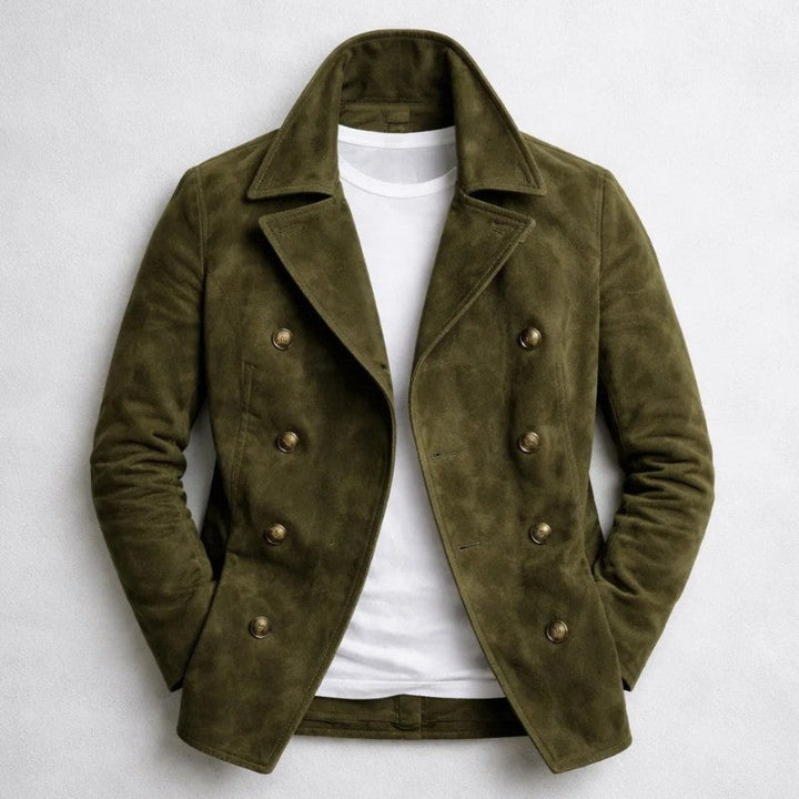 Cortez Double-Breasted Pea Coat in Hunter Green - Sienna & Stella