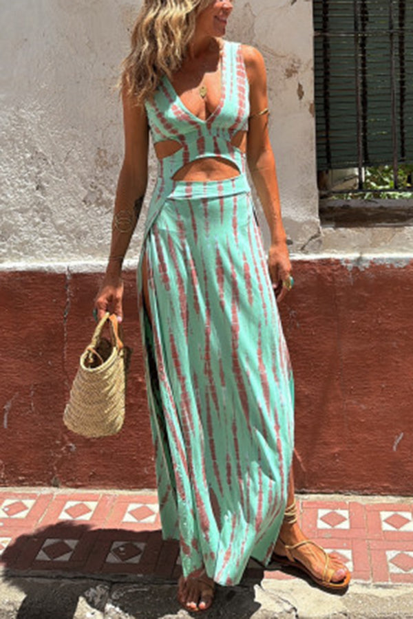 Angelica Stretch Slit Printed Dress