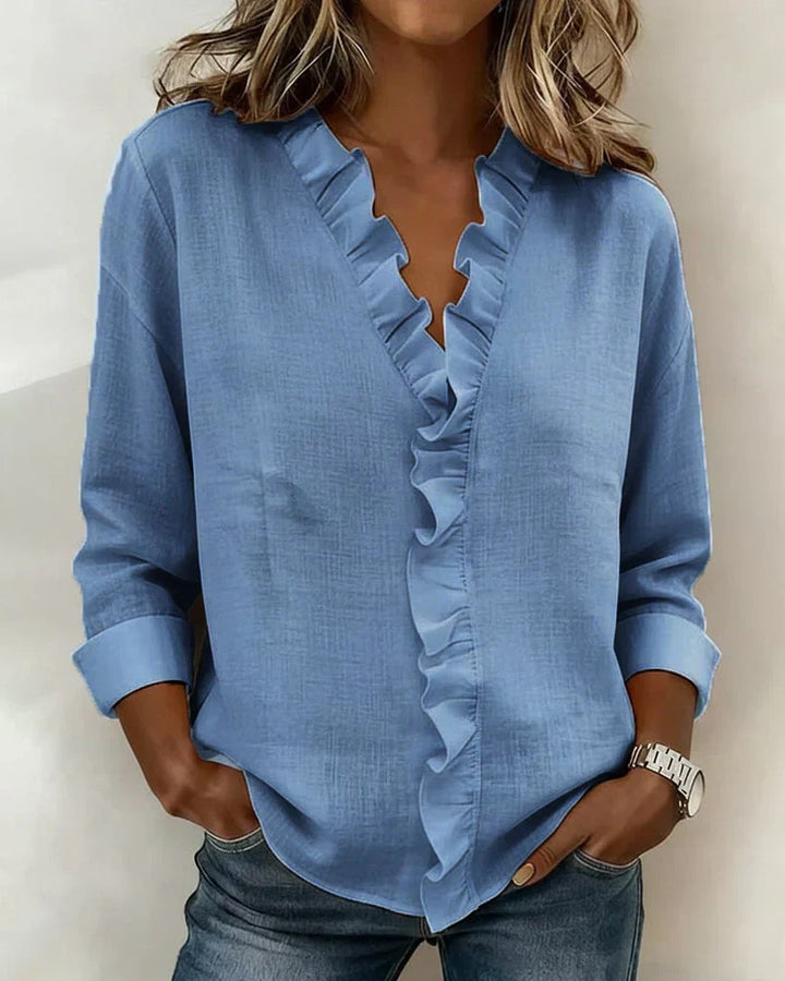 Indie Ruffled V-Neck Blouse