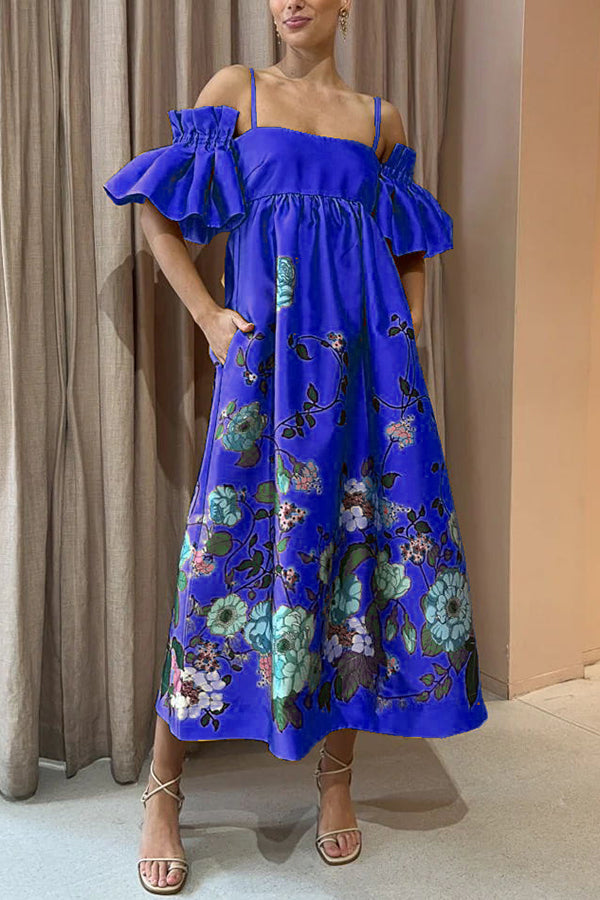 Arielle Gathered Sleeve Dress with Pockets